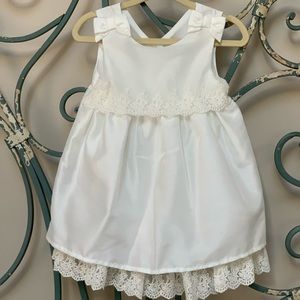 White Dress w/ Lace & Bow || Baptism/Flower Girl